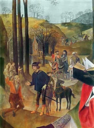 Portinari-Altar, rechtes Panel (Detail) der Ankunft der Heiligen Drei Könige (Detail)